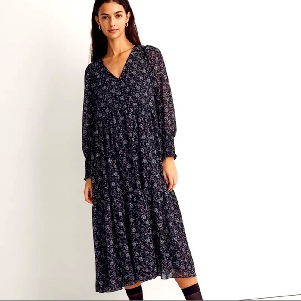 Madewell Black Floral Tiered Maxi Dress